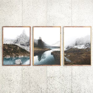 Set of 3 Mountain Prints Nature Wall Decor Nordic Poster Gallery Wall Prints Set of 3 Piece Wall Art Landscape Photography Prints