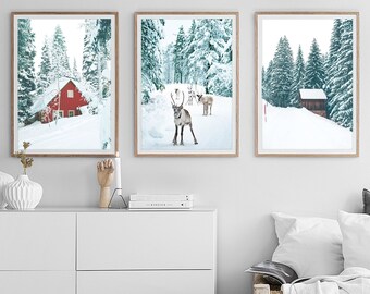 A0 A1 A2 Merry Christmas Snow Scene Banner Poster Large Poster Wall Art Print