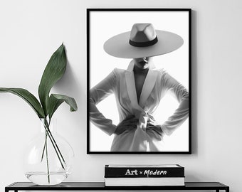 Fashion Wall Art, Black and White Fashion Print, Luxury Woman Poster, Glam Decor