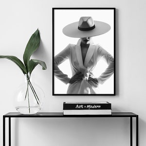 ファッション ウォールアート ファッションプリント 白黒写真 サロン装飾 ウォールアート ファッションポスター ファッションウォールデコレーション モデルポスター ファッション写真