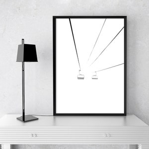 Ski Lift Print Ski Poster Nordic Art Mountain Print Snowboard Art Minimalist Wall Art Scandinavian Print Nordic Wall Decor Snowboard Print