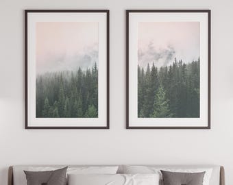 Forest Prints Set of 2, Nature Wall Art, Landscape Posters, Downloadable Prints