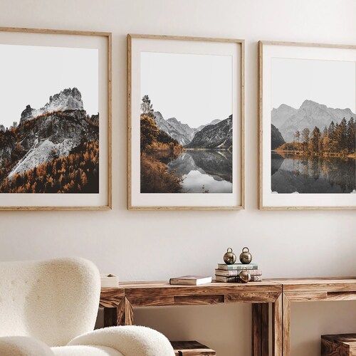 Nature Print Set of 3 Mountain Print Road Print Fall Decor Etsy
