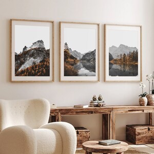 Herbst Wandkunst Natur Druck 3er Set Berge Drucke Bauernhaus Dekor Herbst Wald Druck Nordisch Poster Landschaft Fotografie Berg Poster