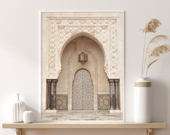 Moroccan Door Print: Neutral Boho Architecture Poster, Neutral Wall Art, Digital Download