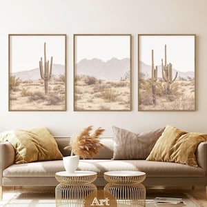 Set von 3 Boho Prints Wüste Wandkunst Vier Peaks Arizona Druck Southwestern Dekor Kaktus Druck Berge Poster Arizona Wüste Fotografie