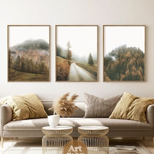 Nebel Wald Poster 3er Set Berge Drucke Herbst Wald Wandkunst Natur Fotos Herbst Wanddeko Galerie Wandkunst 3 Stück Wandkunst