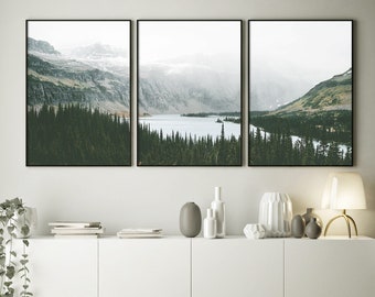 Mountain Forest Print Set of 3, Nature Landscape Photography, Nordic Scandinavian Decor, Digital Download