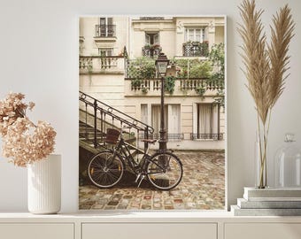 Paris Print, Bicycle Poster, French Country Decor, European Bike Wall Art Printable