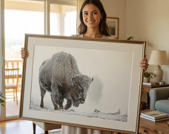 Bison Print, Buffalo Poster, Farmhouse Wall Decor, Winter Wilderness Wall Art Printable