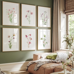 Vintage Botanical Prints Gallery Wall Art Set of 6 Prints Cottage Decor Farmhouse Prints Wildflowers Poster Floral Art Print