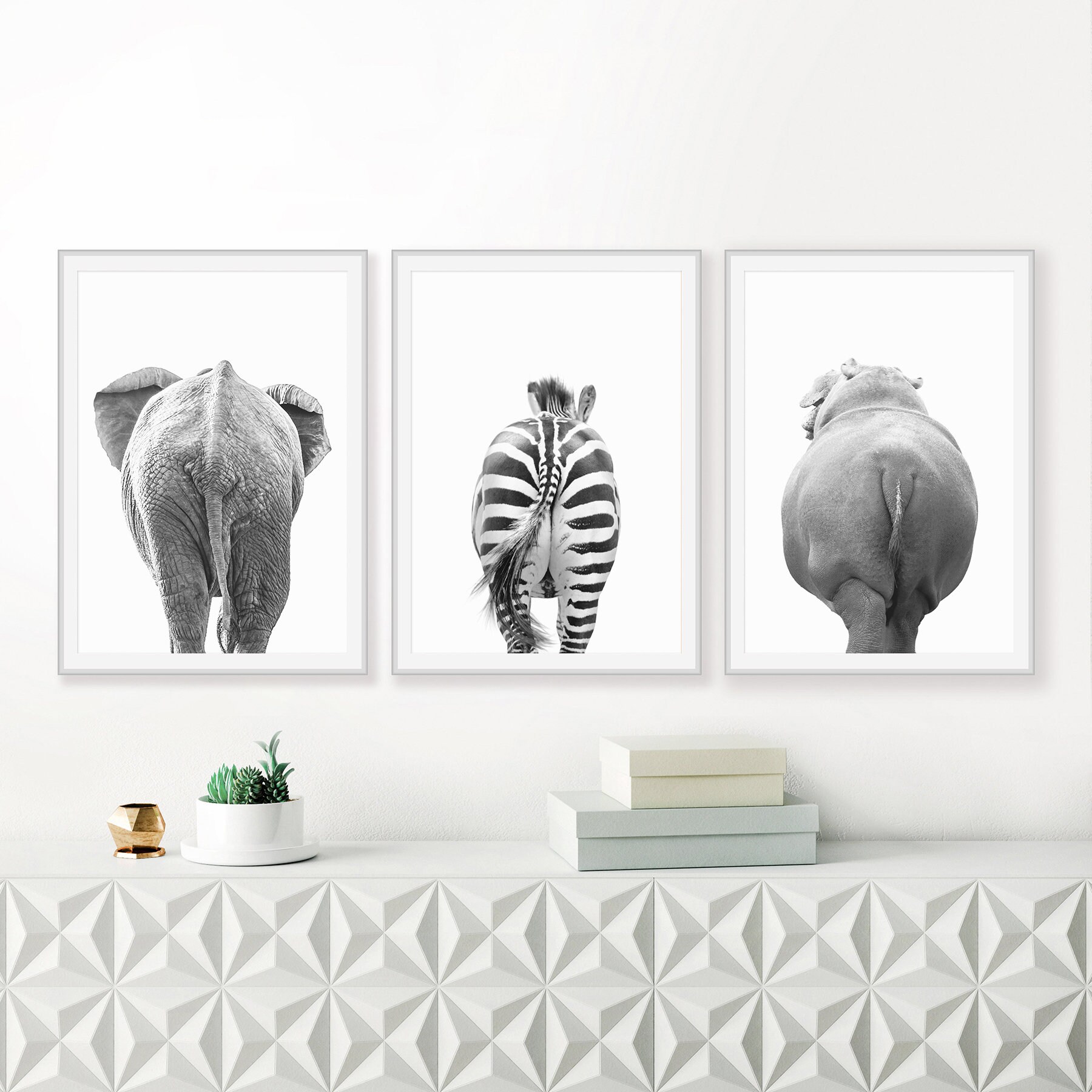 Funny Animal Wall Art Set of 3 Animal Print Funny Bathroom Art Etsy