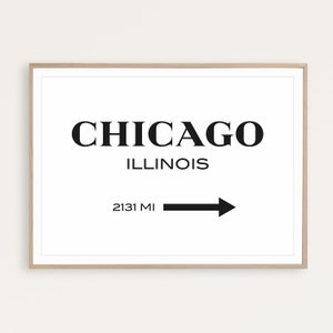 Chicago Impresión Chicago Arte Illinois Impresión Chicago Cartel Chicago Ciudad Cartel Illinois Decoración Chicago Pared Arte Chicago Signo Imprimible