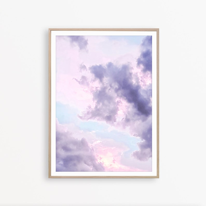 Cloud Print Nature Wall Decor Pink and Blue Wall Art Sky Etsy