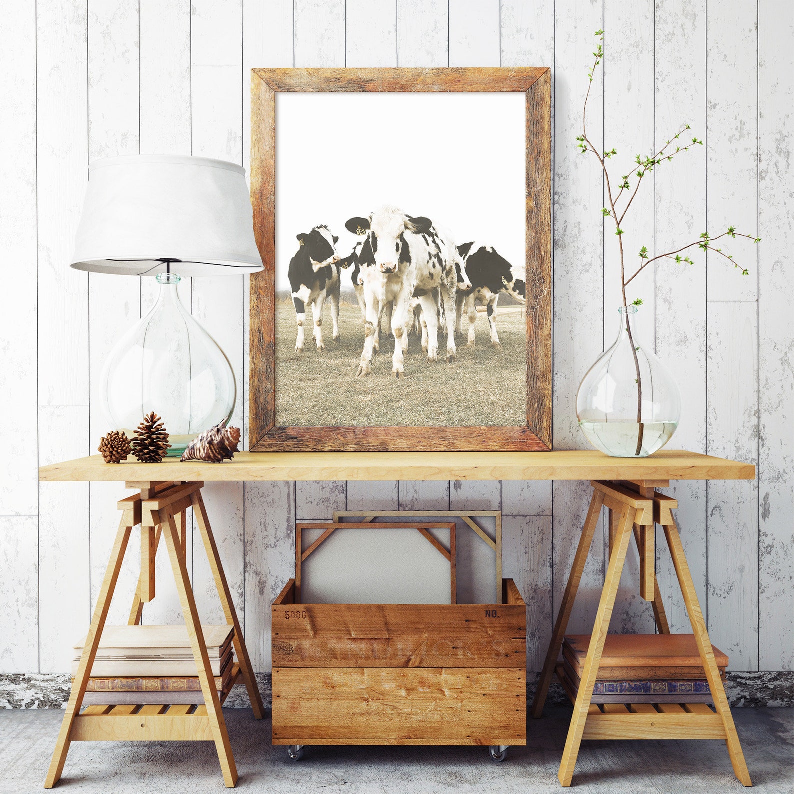 Cow Print Rustic Farmhouse Kitchen Decor Cow Wall Art | Etsy