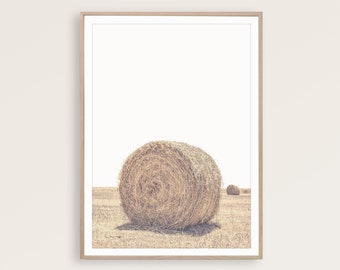 Hay Bale Print, Rustic Farmhouse Decor, Farm Wall Art Poster, Country Picture Printable