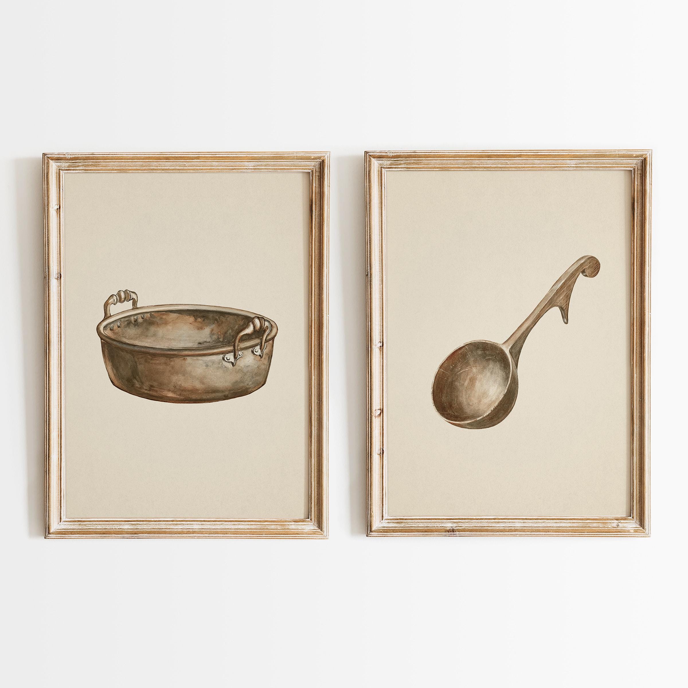 Vintage Kitchen Prints: Neutral Farmhouse Gallery Wall Art, Digital ...
