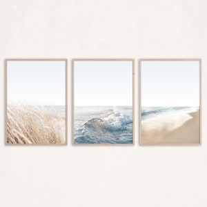 Küsten Druck 3er Set Drucke Über dem Bett Wand Dekor Strand Wand Kunst Schlafzimmer Druck Poster Strand Poster Ozean Kunstdruck Neutrale Wand Kunst