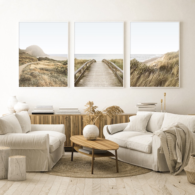 Coastal Wall Art Living Room Prints Set of 3 Beach Prints Etsy