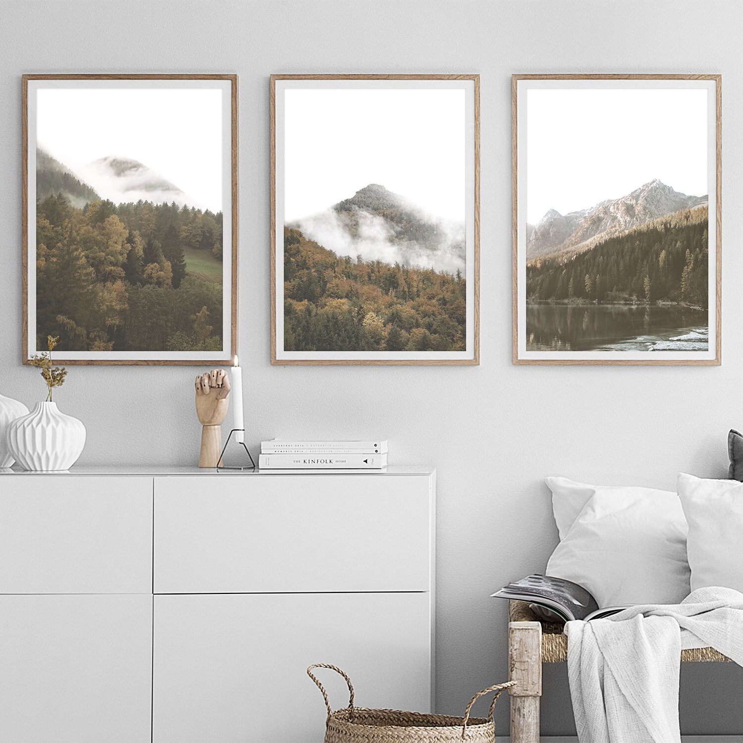 Mountain Landscape Print Set of 3, Nordic Nature Wall Art, Digital ...