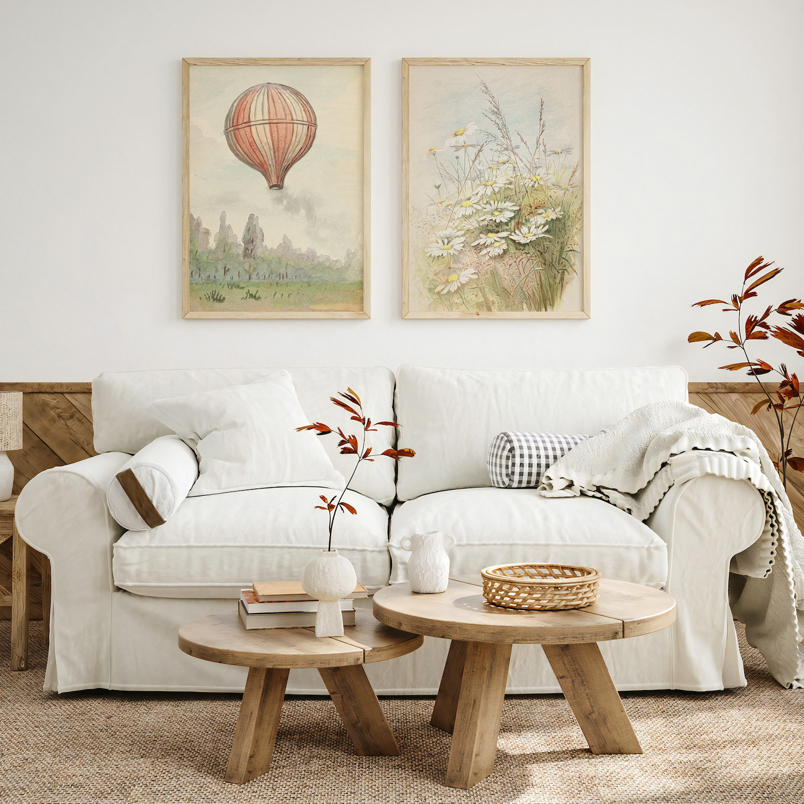 Neutral Nursery Wall Art Set: Vintage Painting Prints, Beige Baby Room ...