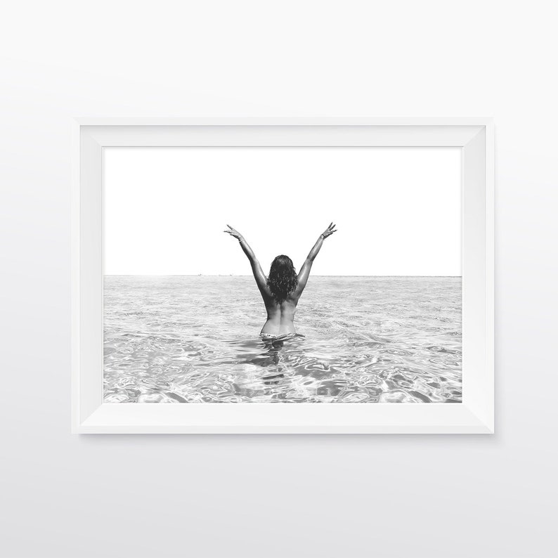 Ocean Print Coastal Wall Art Black and White Beach Print Ocean | Etsy