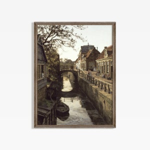 Vintage Dutch Painting Victorian Decor Antique Architecture Print Vintage Cityscape Wall Art Digital Download