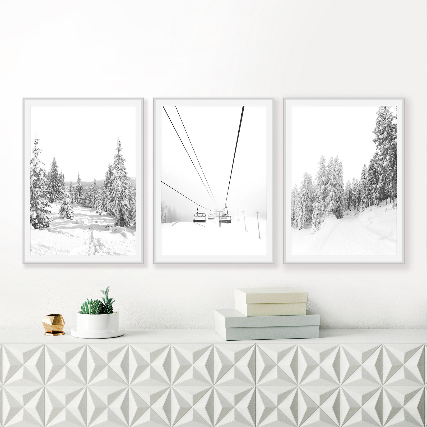 Winter Prints Black and White Print Set of 3 Wall Art Etsy