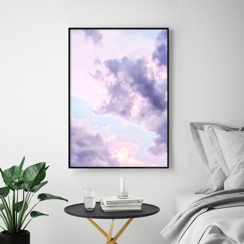 Cloud Print Nature Wall Decor Pink and Blue Wall Art Sky Etsy