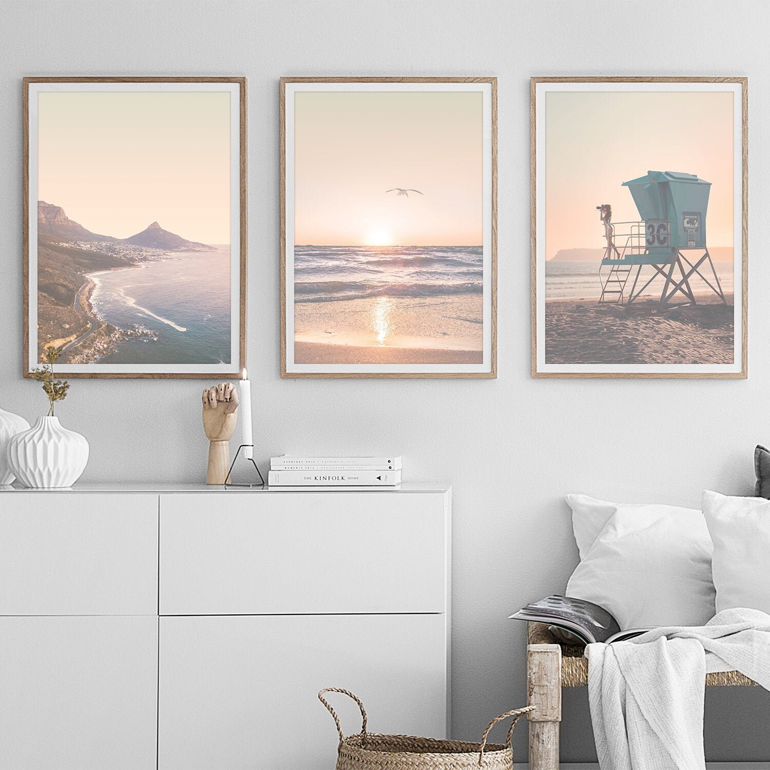 Coastal Wall Art Neutral Gallery Wall Set of 3 Prints Surf Etsy