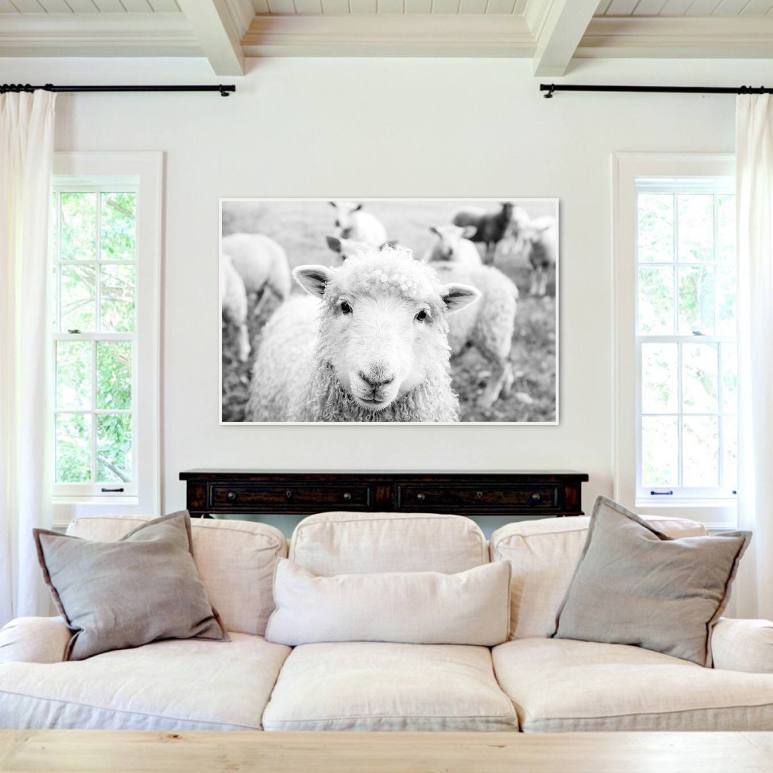 Sheep Wall Art Farmhouse Wall Art Country Print Black & White Etsy