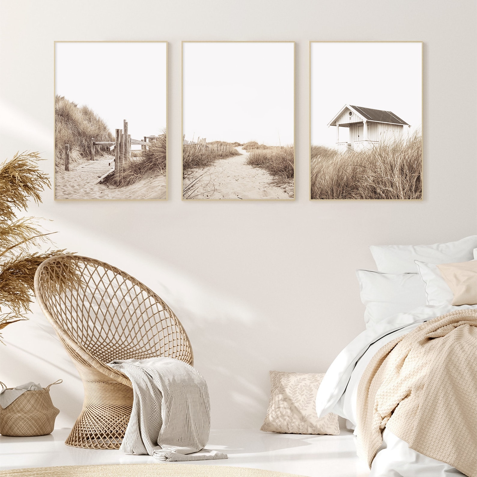 Neutral Wall Art Coastal Print Set of 3 Prints Bedroom Decor Etsy