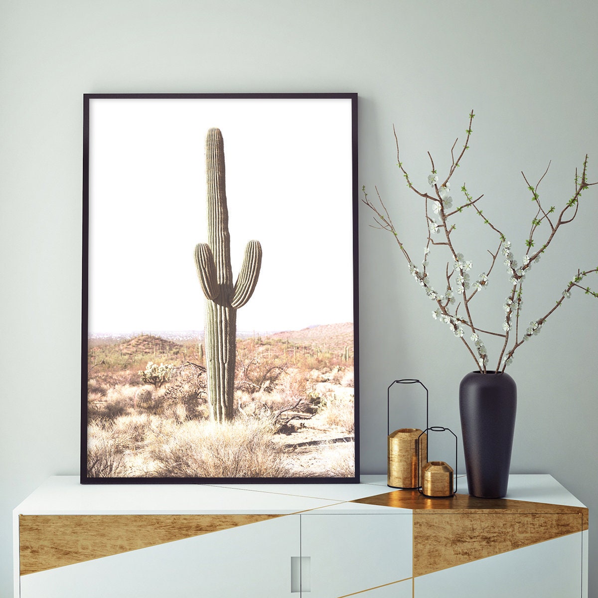 Camel Poster Cacti Print Desert Wall Decor Set of 2 Boho | Etsy