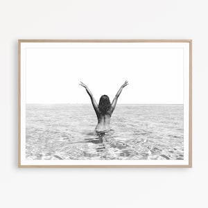 Ocean Print Coastal Wall Art Black and White Beach Print Ocean Wall Art Sexy Woman Print Sea Poster Beach Wall Decor Beach Art Photography