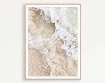Beige Ocean Wave Print, Coastal Beach Wall Art, Boho Wall Decor, Neutral Printable