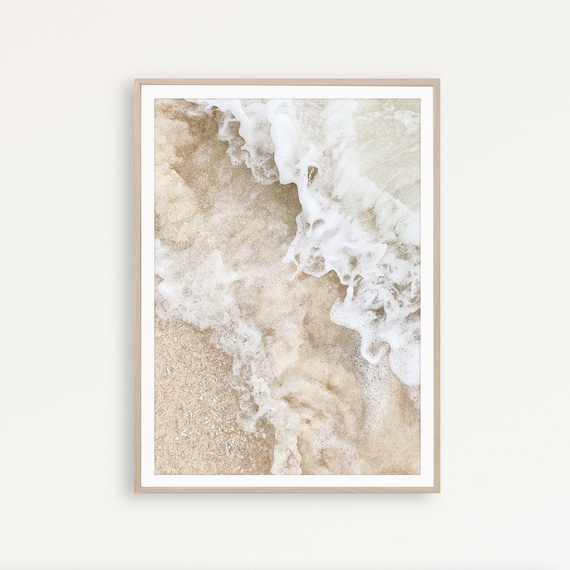Beige Ocean Wave Print, Coastal Beach Wall Art, Boho Wall Decor, Neutral Printable