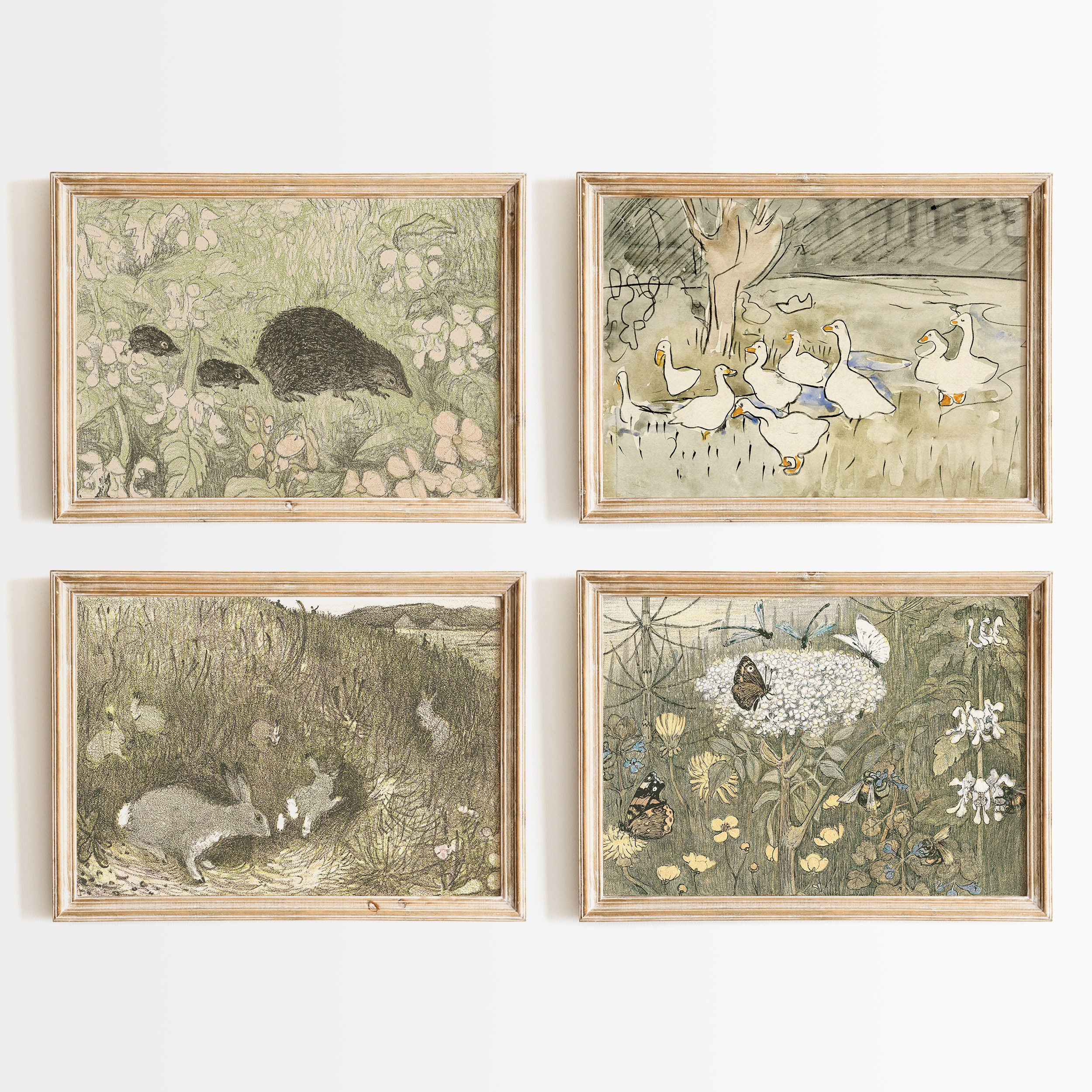 Woodland Animal Prints: Vintage Nursery Decor, Rustic Farmhouse Wall ...