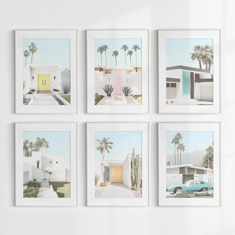 Palm Springs Prints: Boho Wall Art, Pastel Gallery Wall Print Set of 6, Tropical Wall Decor image 3