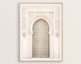 Moroccan Door Print, Beige Boho Decor, Architecture Wall Art, Arabic Art, Poster Printable