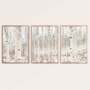 Birke Baum Wand Kunst Wald Druck Set von 3 Poster skandinavischen Dekor nordischen Wand Kunst Natur Drucke Set von 3 Stück Wandkunst rustikale Wand-Dekor