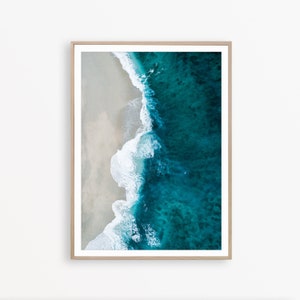 Aerial Beach Print, Turquoise Ocean Decor, Coastal Wave Art, Digital Download