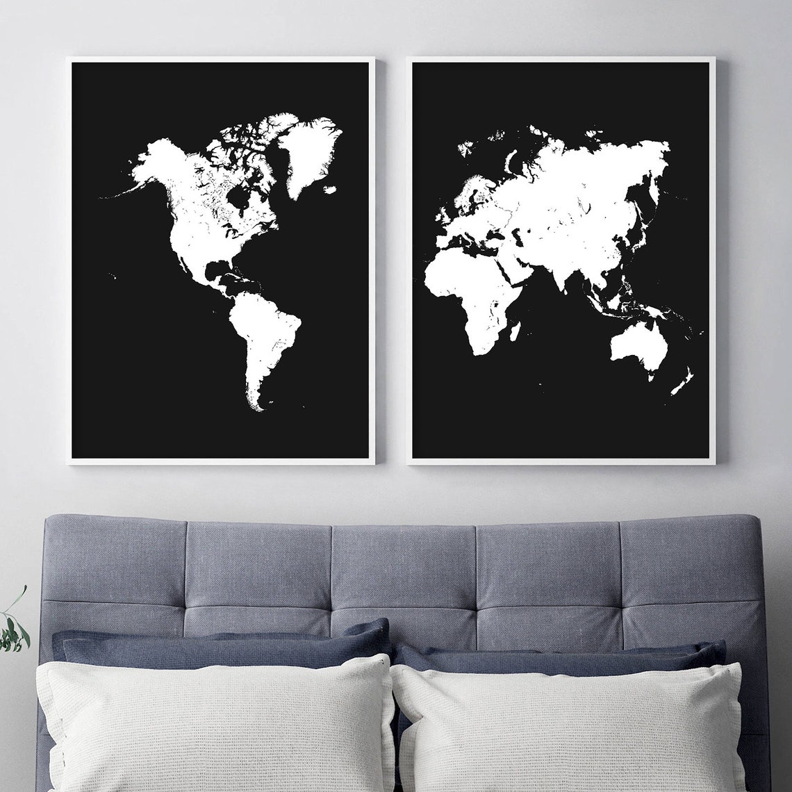 World Map Wall Art Map of the World Print Set of 2 Prints | Etsy