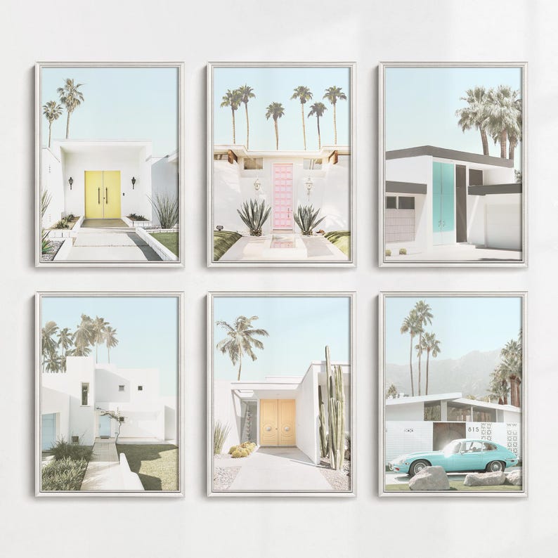 Palm Springs Prints: Boho Wall Art, Pastel Gallery Wall Print Set of 6, Tropical Wall Decor image 9