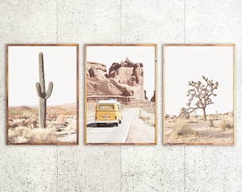 Southwestern Decor Set of 3 Prints Boho Print Boho Decor Joshua Tree Wall Art Cactus Art Arizona Desert Print Travel Poster Cacti Printable