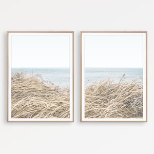 Impresiones neutras • Juego de 2 impresiones de playa Póster de océano Impresión de hierba Decoración de pared costera Decoración de pared Boho Juego de impresión de 2 Impresión de arte Boho Arte de pared Impresión de mar