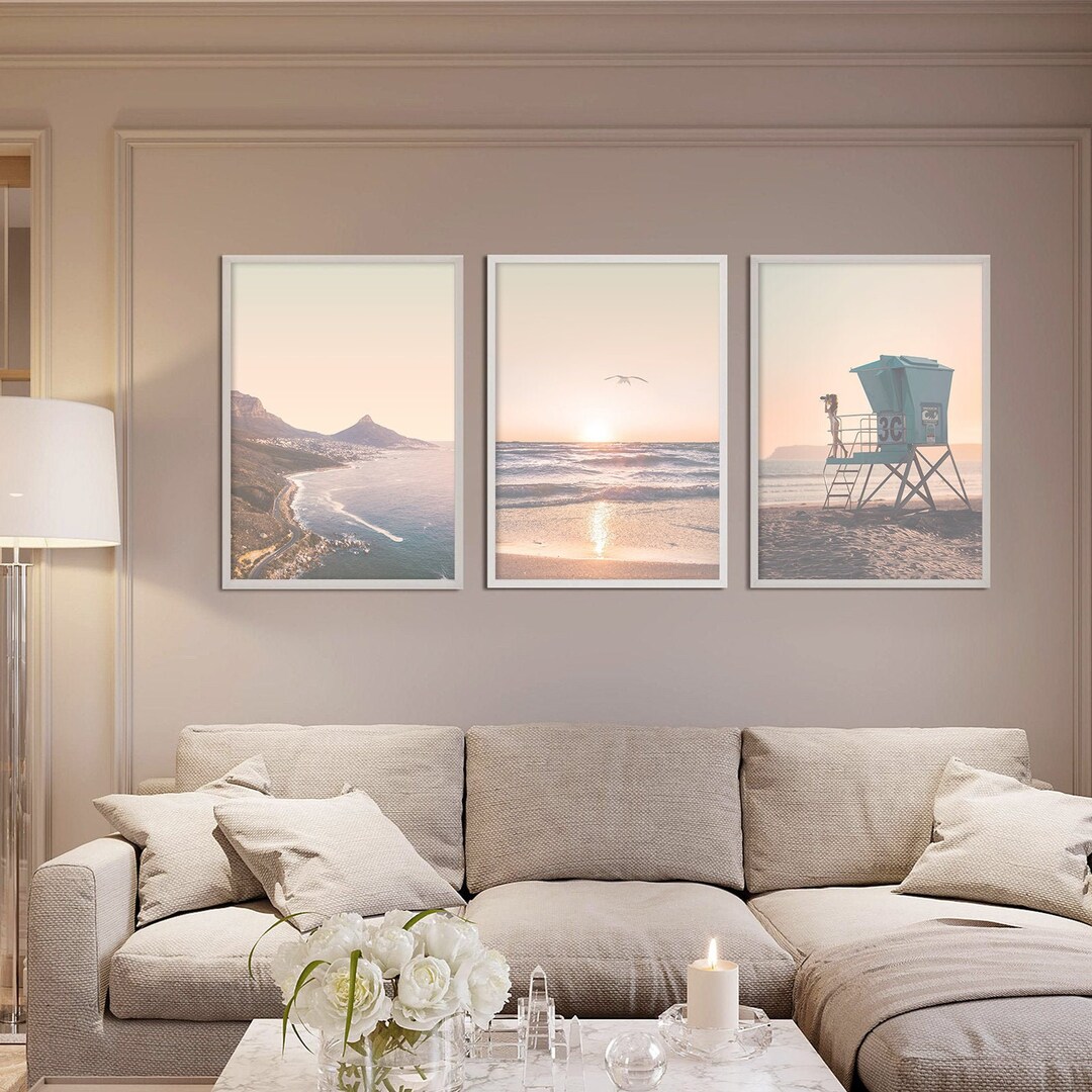 Coastal Beach Print Set of 3, Surf Decor, Neutral Ocean Wall Art ...