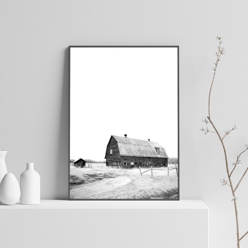 Farm Print Black and White Farmhouse Wall Art Country Print Etsy
