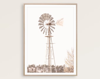 Windmill Art Farm House Decor Rustic Print Southwestern Decor Farm Art Neutral Print Country Wall Decor Farmhouse Poster Farm Photography