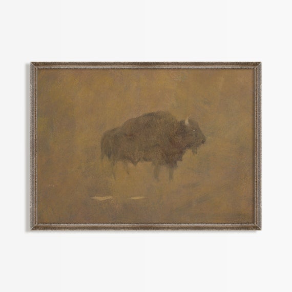 Vintage Buffalo Art Print: Western Ranch Decor, Southwestern Wall Art, Digital Download