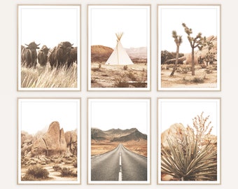 Southwest Desert Art Print Set: Boho Gallery Wall Decor, Digital Download